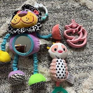 Colorful Plush Animal Toy with mirror and teether toys